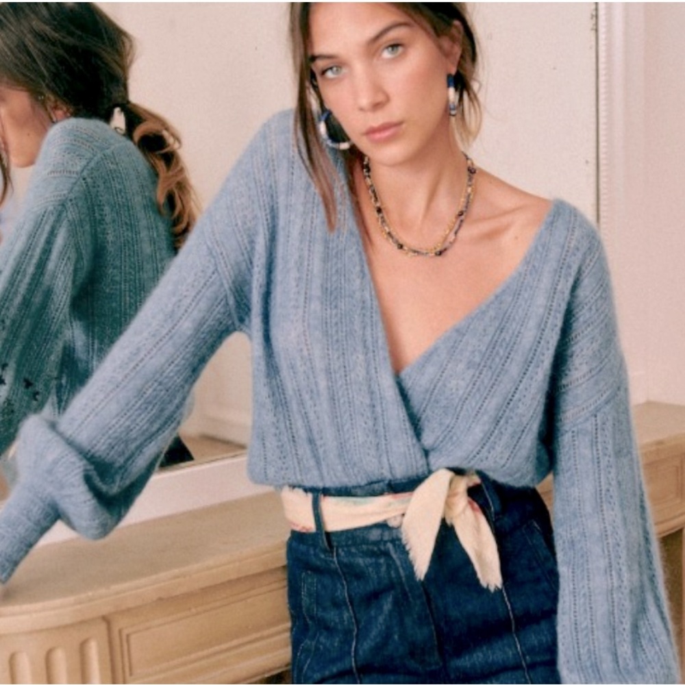 Sézane wool blend reversible wrap sweater